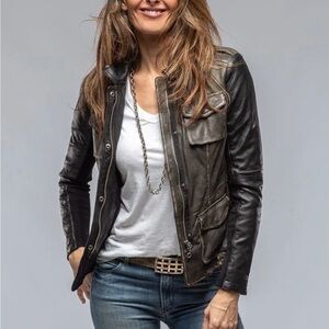 Gimo's Leather Jacket Guns & Roses Jacket in Military Olive Grey Axel's